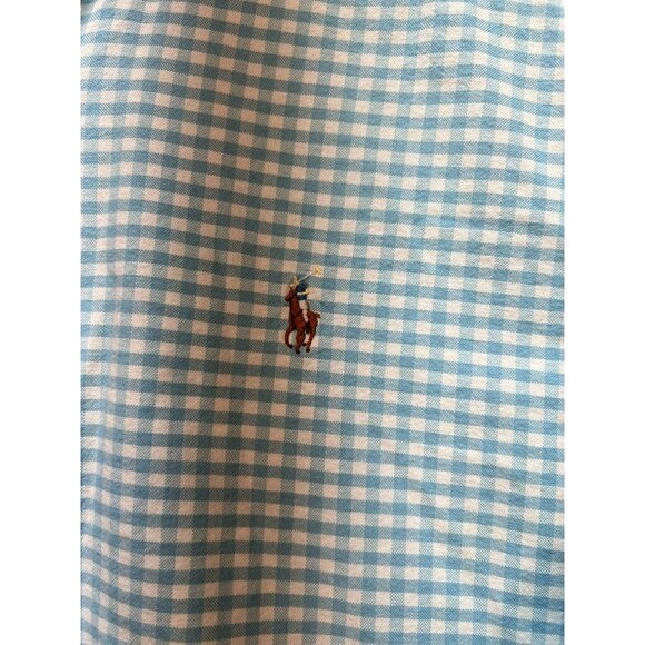 Ralph Lauren Men's Preppy Button Down Shirt Long Sleeve Size XL Blue White Check - Picture 8 of 13